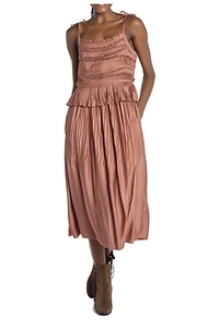 Sea New York Pleated Risa Satin Tank Dress