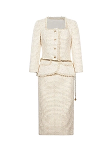 Self-Portrait Bouclé Chain-Melt Midi Skirt And Jacket Set
