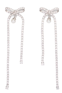 Self-Portrait Bow Crystal Drop Earrings