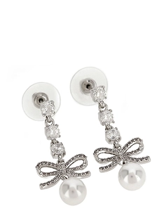 Bow Crystal Drop Earrings