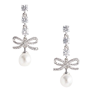 Crystal Bow Drop Earrings