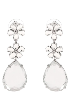 Crystal Flower Tiered Earrings