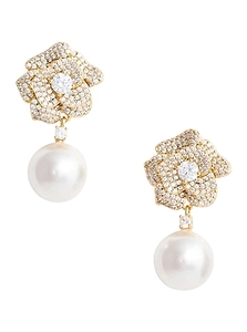 Floral Crystal Pearl Earrings