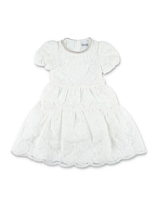 Self-Portrait Kids Pearl-Trim Lace Dress