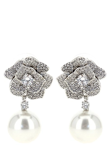 Self-Portrait Mini Crystal Flower Pearl Earrings