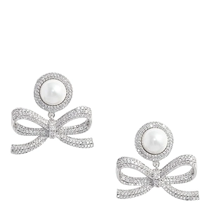 Self-Portrait Bow Embellished Drop Earrings