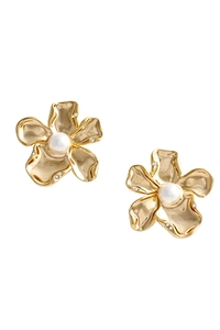 Self-Portrait Sculpted Flower Pearl Earrings