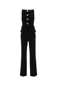 Self-Portrait Sleeveless Crepe Jumpsuit
