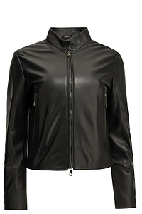 Semper Slim High Neck Leather Jacket