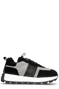 Sergio Moretti Shearling-Trim Low-Top Sneakers