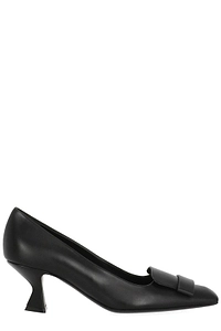 Sergio Rossi Square-Toe Plaque Heeled Pumps