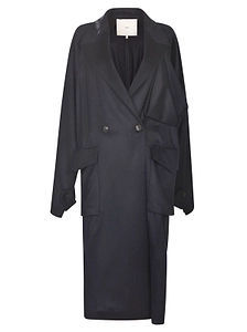 Setchu Draped Double-Breasted Coat