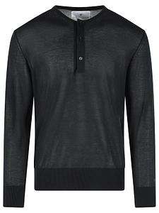 Seven Gauge Serafino Henley Knitted Sweater