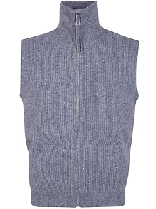Seventy Zip Sequin Knitted Gilet