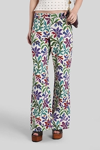 Floral Printed Straight-Leg Low-Rise Pants