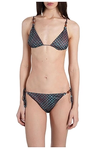 SiedrÉS Embellished Checkered Pattern Bikini Top