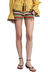 Renata Striped Crochet Mini Shorts