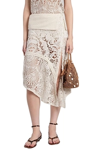 SiedrÉS Slit Detail Crochet Midi Skirt
