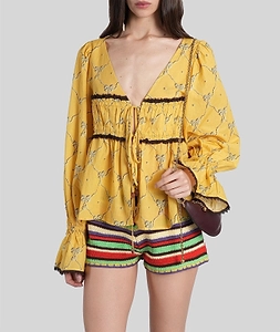 Riby Printed Flared-Sleeve Top