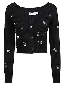 Simkhai V-Neck Cropped Embellished Cardigan