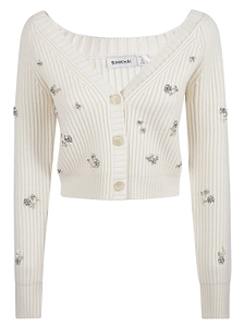 Simkhai V-Neck Cropped Embellished Cardigan