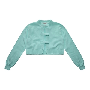 Simonetta Bow-Detailed Round-Neck Cropped Cardigan
