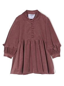 Simonetta Band Collar Pleated Shirt Dress