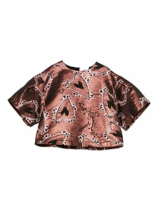 Simonetta Heart-Jacquard Cropped Blouse
