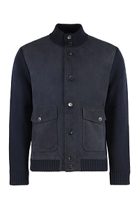 Slowear Leather Panel Cardigan