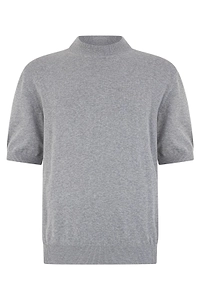 Slowear Mock Neck Short Sleeve Knitted Sweater