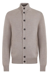 Slowear Ribbed Collar Buttoned Cardigan