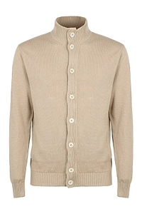 Zanone Ribbed High-Collar Cardigan