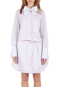SociÉTé Anonyme Pinstriped Bow-Detailed Shirt