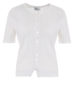 Pointelle Short-Sleeve Cardigan