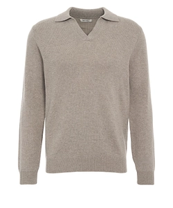 Soft Goat V-Neck Knitted Polo Shirt