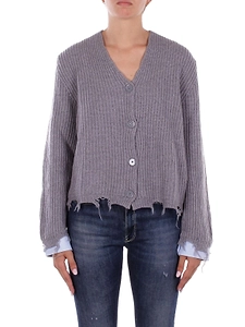 Solotre Distressed V-Neck Cardigan