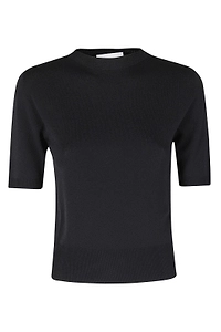 Solotre Fitted Short-Sleeve Knitted Top