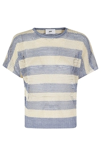 Solotre Open-Knit Striped Knitted Top