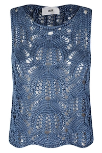 Solotre Open Knit Sleeveless Knitted Top
