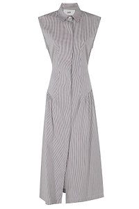 Solotre Striped Cut-Out Shirt Dress