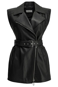 Sportmax Belted Sleeveless Leather Jacket