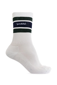 Sporty & Rich Logo Embroidered Striped Knit Socks