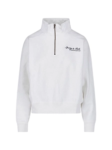 Sporty & Rich Logo Detailed Half-Zipped Sweatshirt