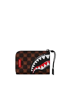 Sprayground Shark In Paris Check Wristlet Wallet