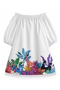 Stella Jean Jungle-Printed Off-Shoulder Dress
