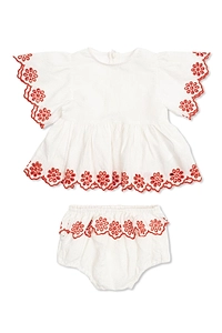 Stella Mccartney Kids Embroidered Ruffled Dress
