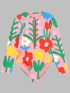 Stella Mccartney Kids Floral Zip Long-Sleeve Swimsuit