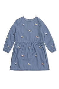 Stella Mccartney Kids Horse-Embroidered Crewneck Dress