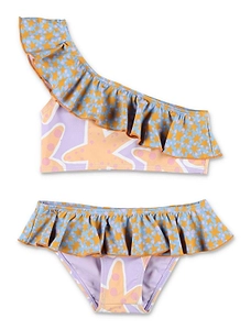 Stella Mccartney Kids One Shoulder Star Printed Bikini Set