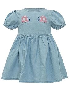 Stella Mccartney Kids Short-Sleeved Embroidered Denim Dress